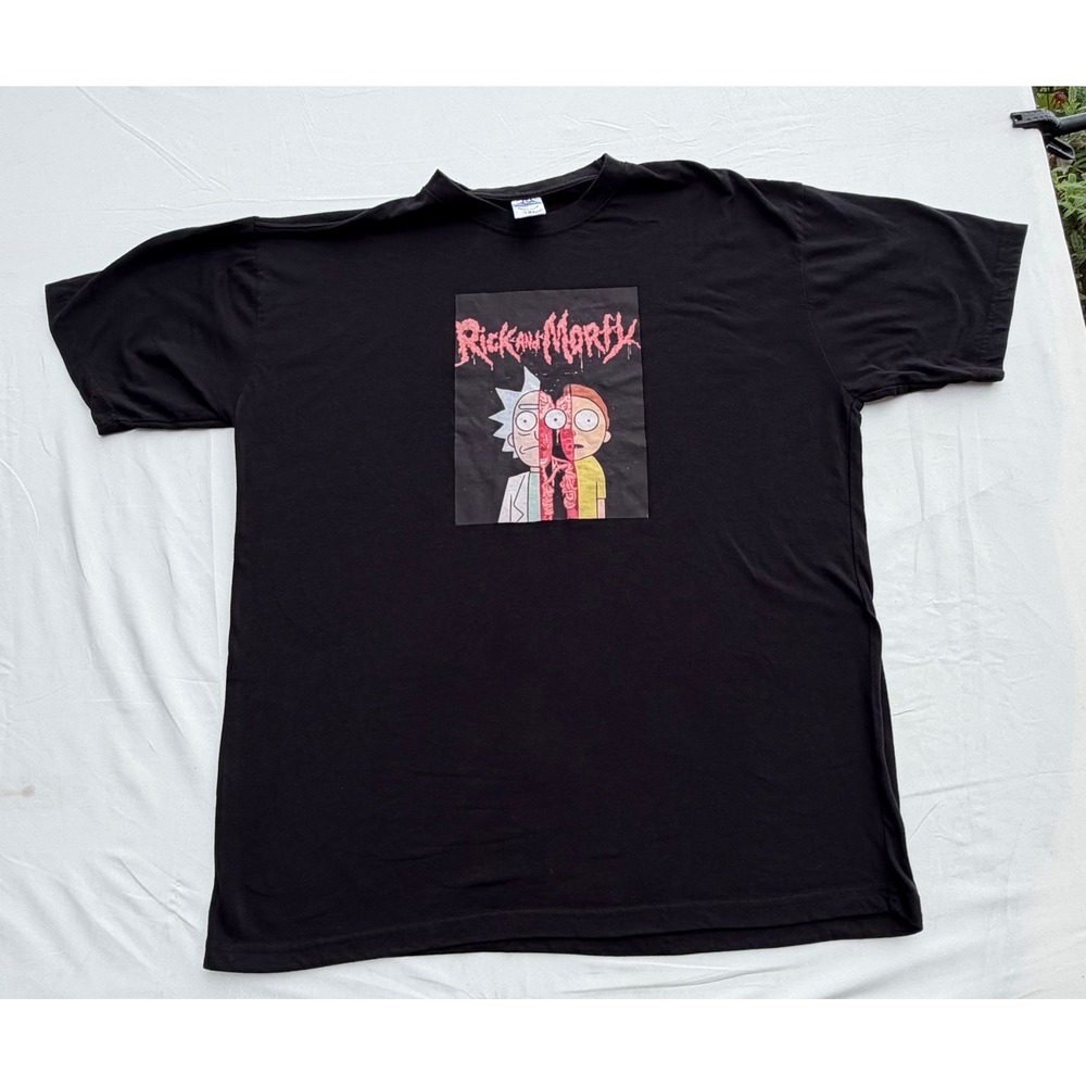 Jon Lauren Rick and Morty Graphic T-Shirt Black Mens 3XL Short Sleeve Tee